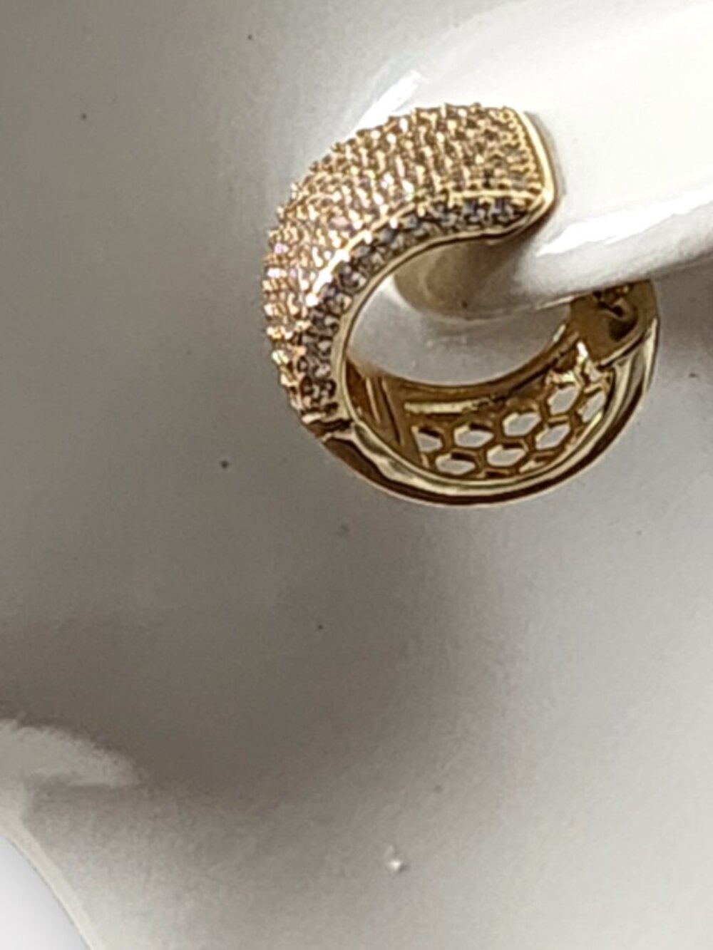 Chunky Gold over Sterling Silver Huggie Hoops - Picture 3 of 3